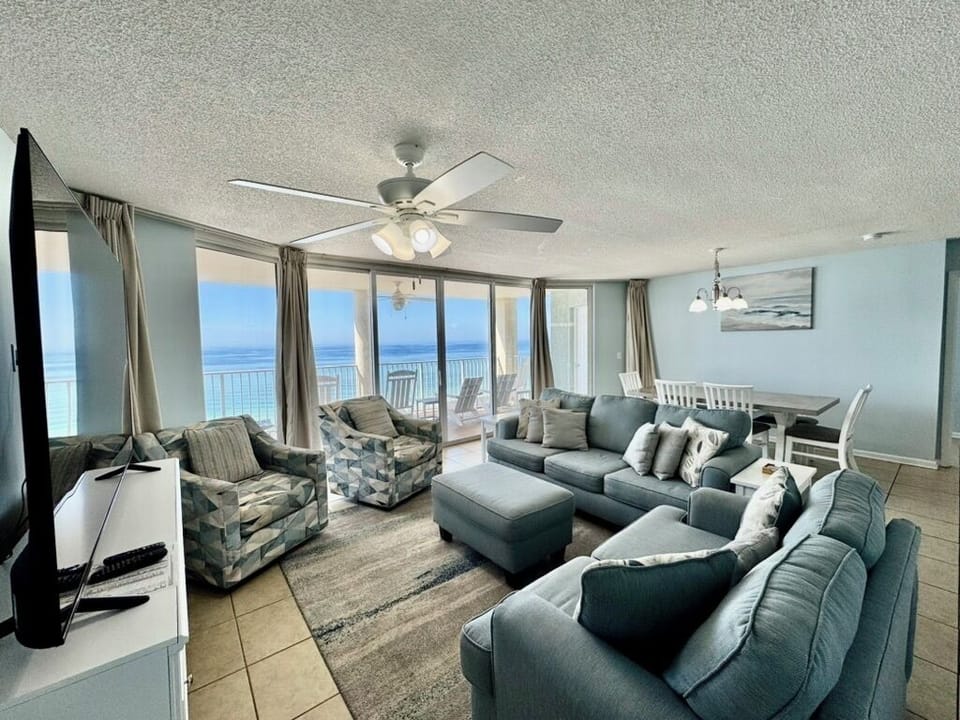 Great views from living room, dining table, and kitchen. Both chairs will swivel