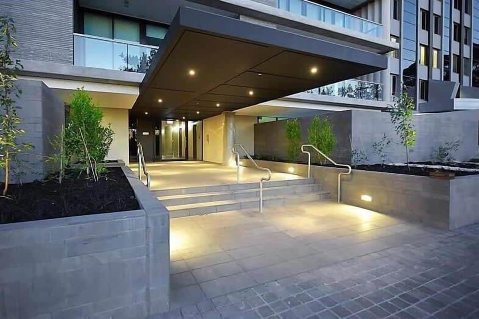 The entrance to the building.