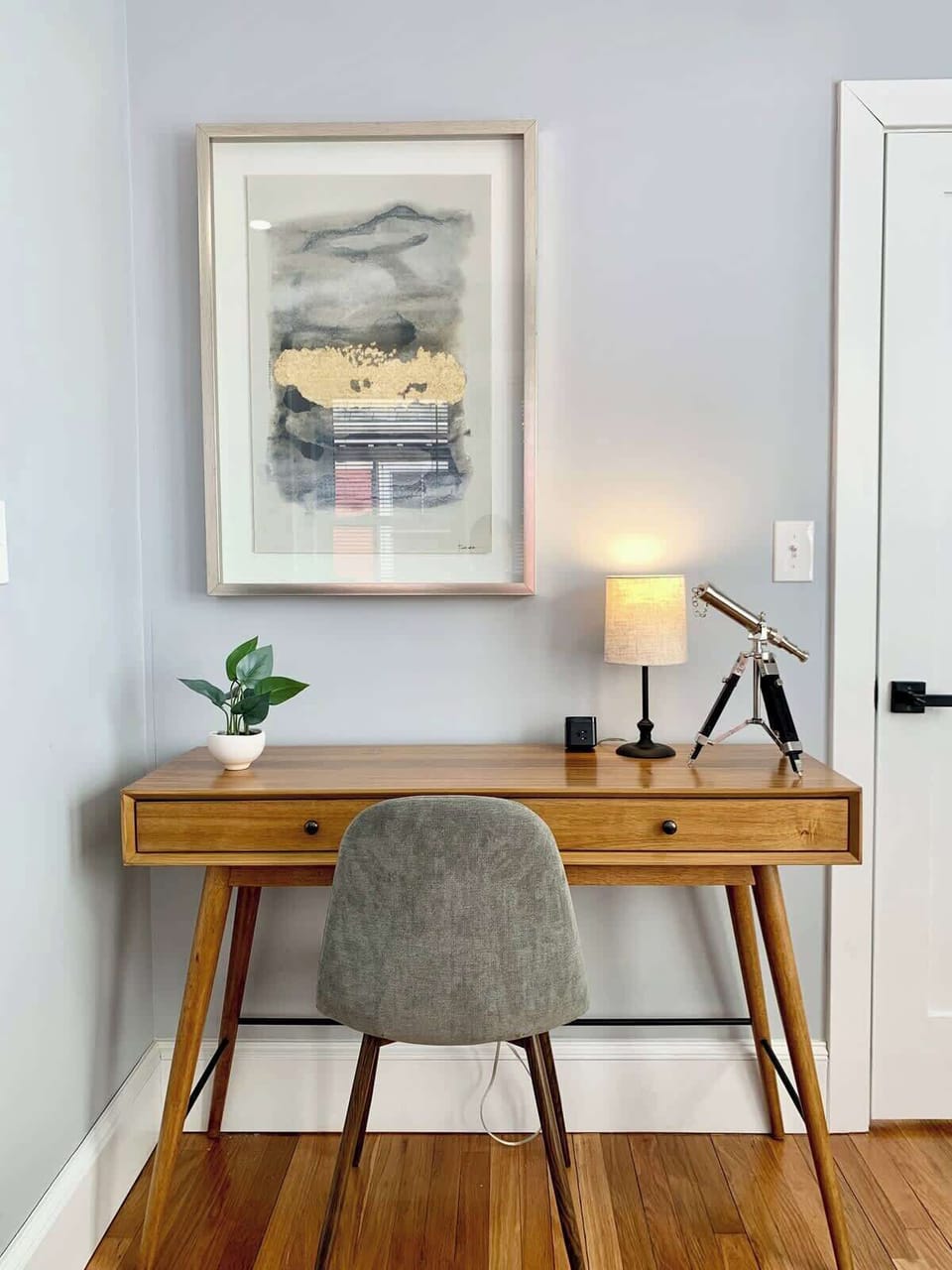 3rd Bedroom/Office: Front view of the desk with door that takes you to the living room. 