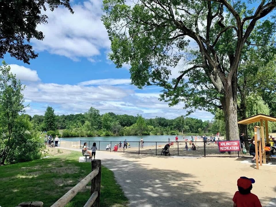 Arlington Resevoir/Beach. A great place for everyone, but it is especially great if you have young children, as the water is very shallow, clean and calm. Also plenty of seating area, playgrounds, and walking paths.