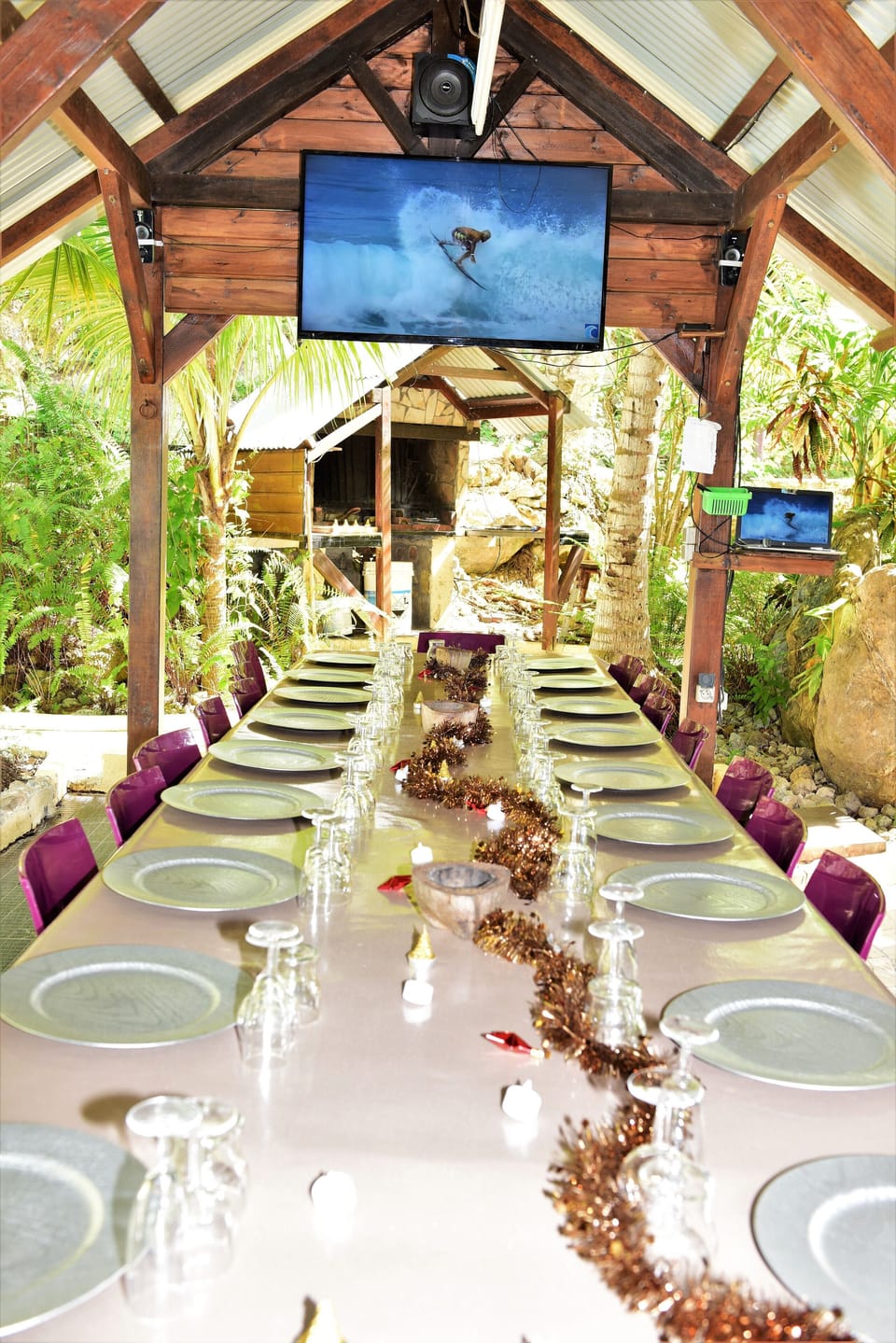 Outdoor banquet area