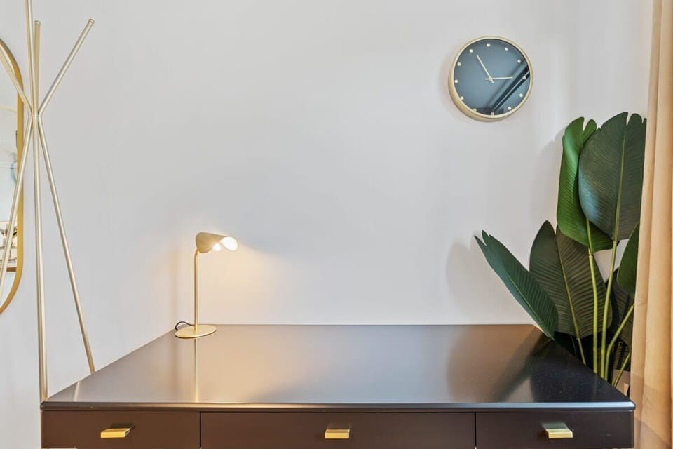 Sleek workspace with a contemporary touch, ideal for remote work.