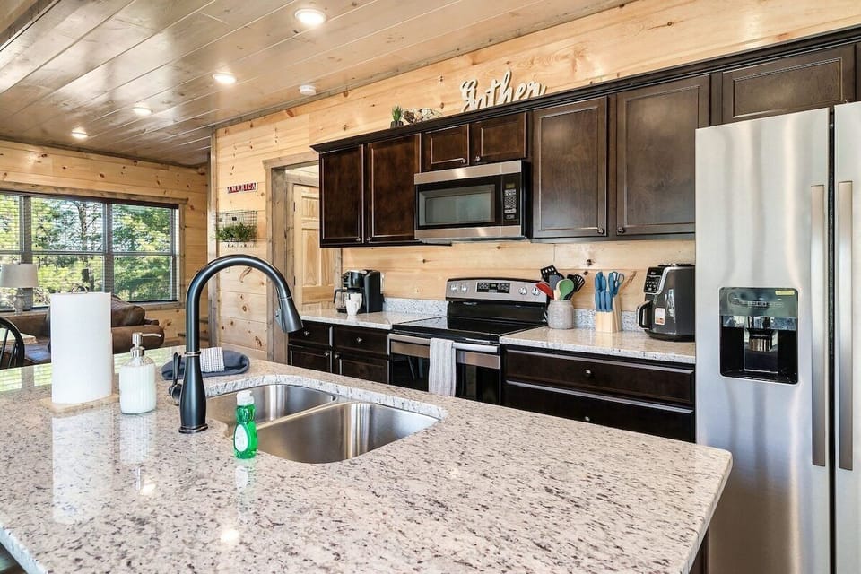 Kitchen stocked with all the essentials.