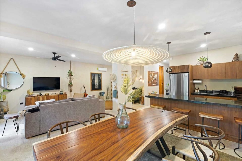 Seating for 6 at the one of a kind dining table