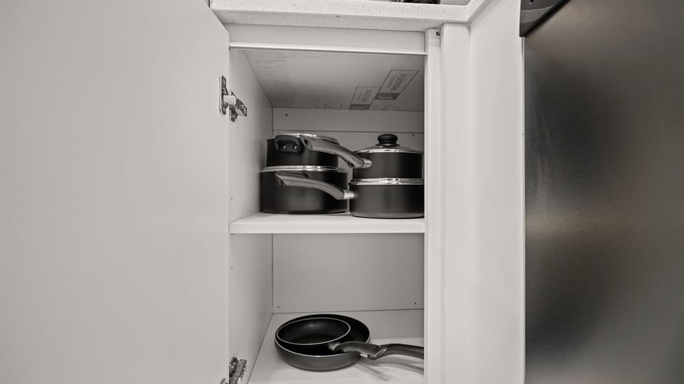 Kitchen cabinets also come stocked with a complete set