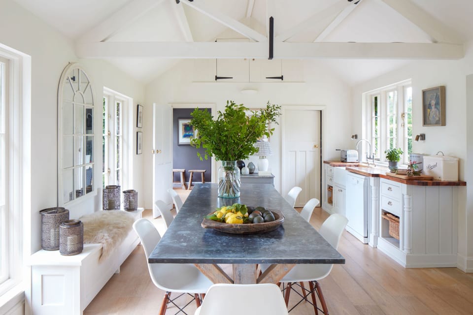 Ground floor: Gorgeous kitchen and dining area is flooded with light