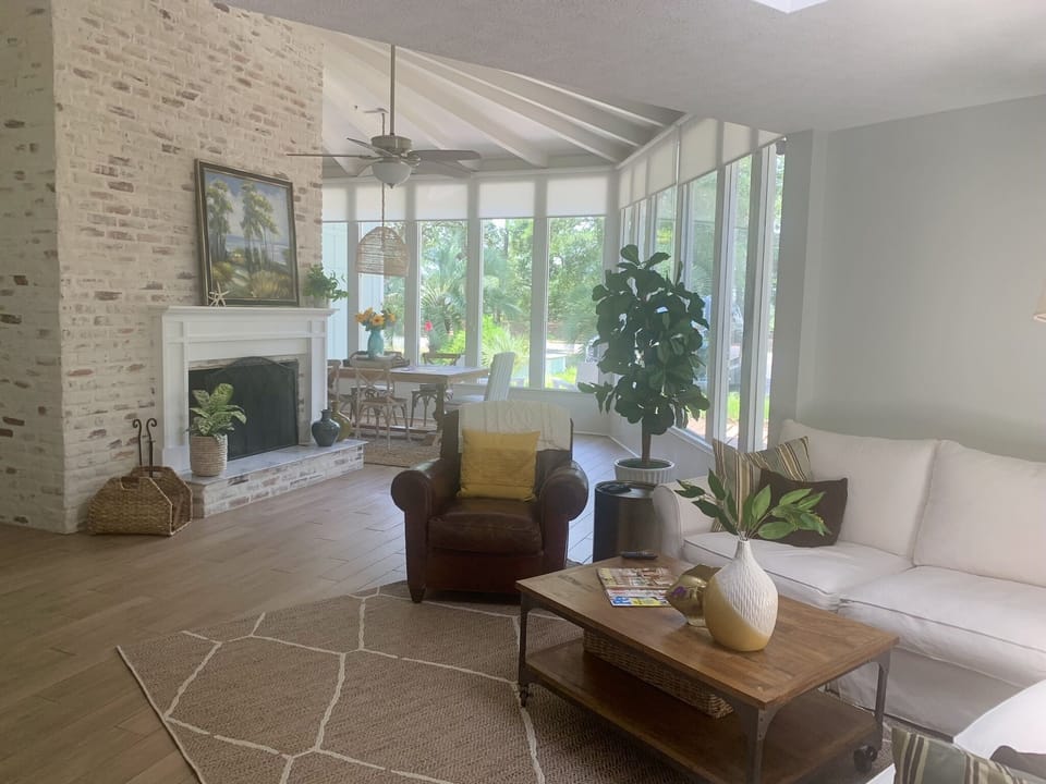 Living Room w/wood burning fireplace
