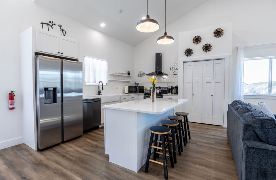 Open kitchen with bar tools