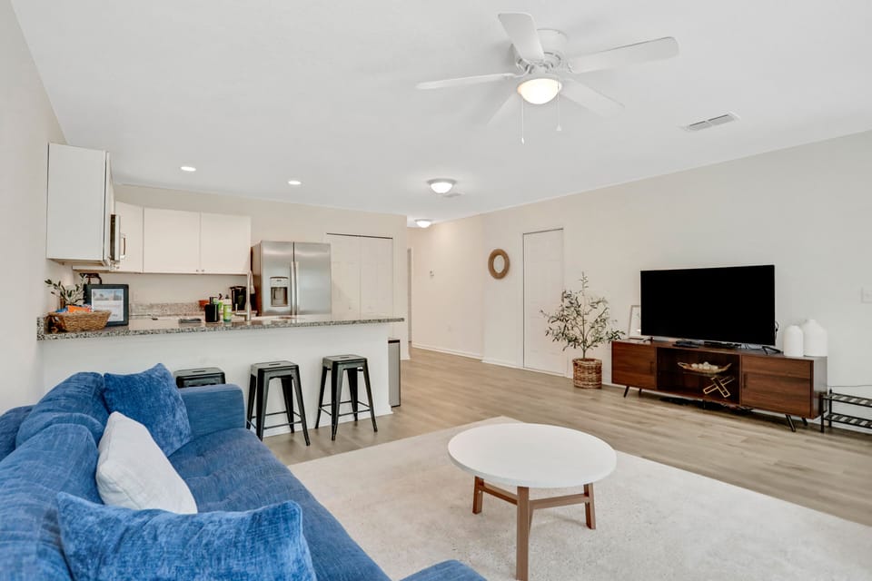 Living space with fast internet for streaming favorite TV shows.