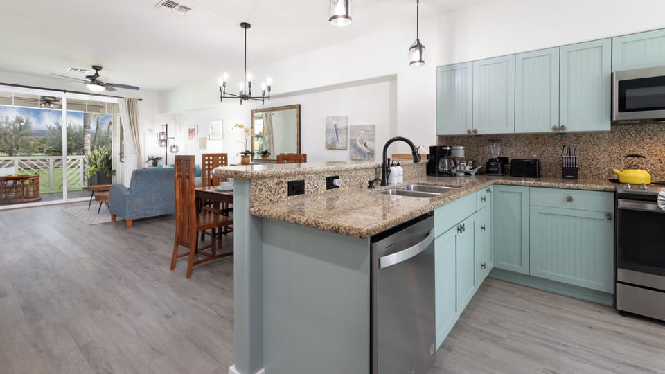 All new stainless steel appliances and gadgets to prepare and enjoy meals 