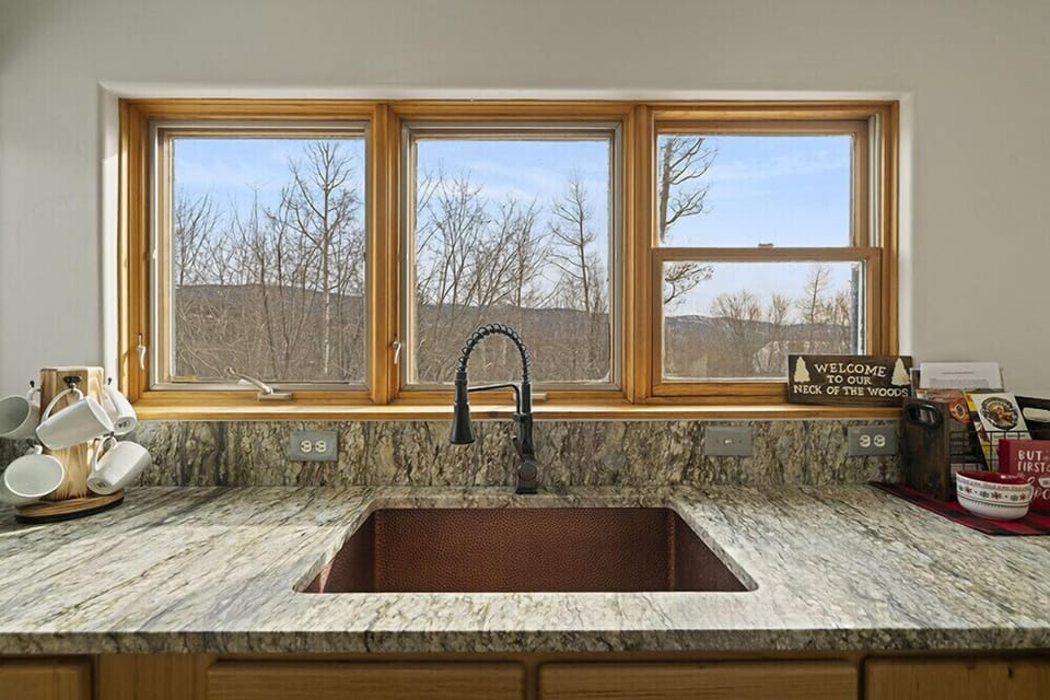 Copper sink with an incredible view