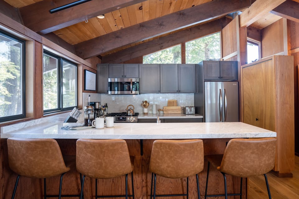 Bar seating for 4 in newly-remodeled open kitchen 