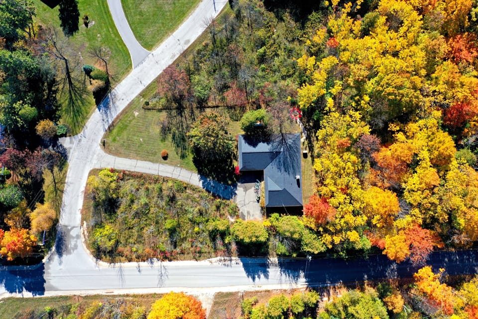 Quiet road close to town, nestled on 2 acres of wooded land