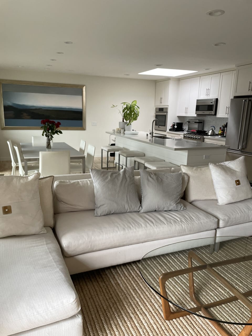 View from living room into the great room area
