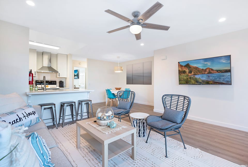 living, dining, kitchen