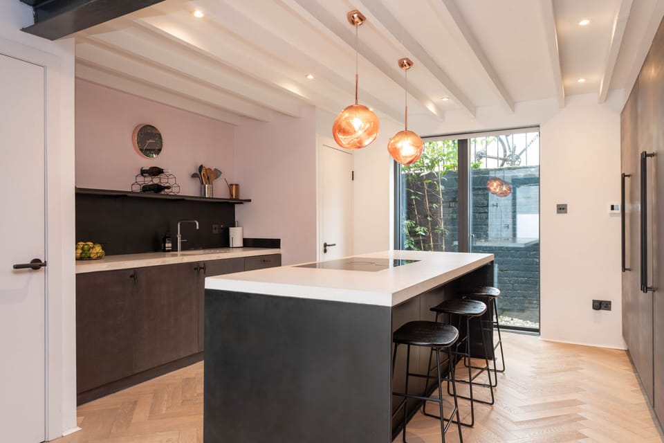 Kitchen marble counter top with breakfast bar