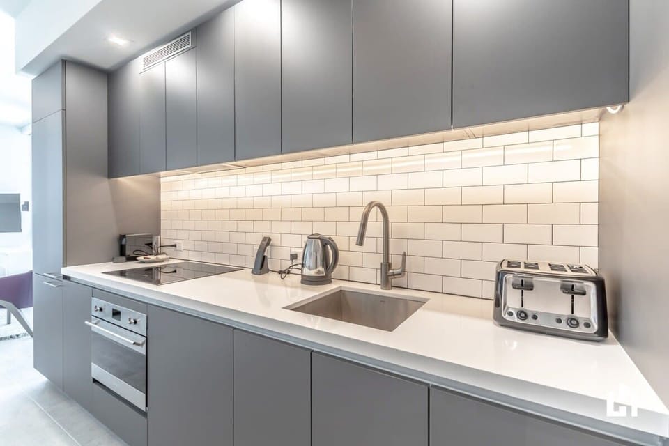 The kitchen has all the appliances you'd need to make meals at home
