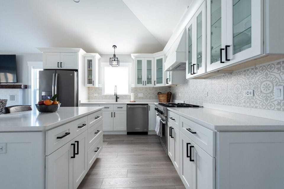 Well equipped kitchen, gas stove double door refrigerator and dishwasher.