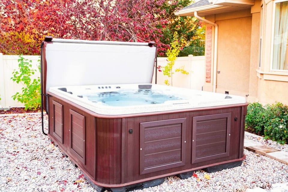 Rejuvenating saltwater hot tub for up to 9 people.