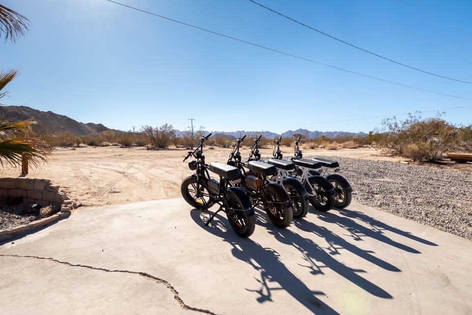 2 to 4 eBikes are available for guests to ride on the desert trails