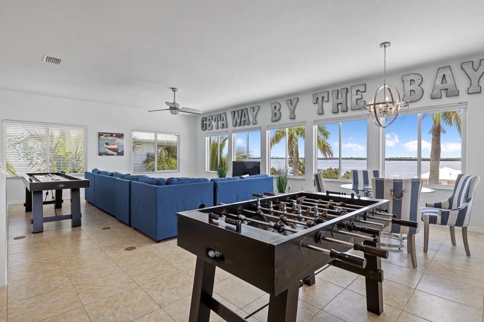 Top floor living area with games and views