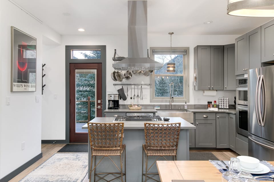 Kitchen island and back porch access