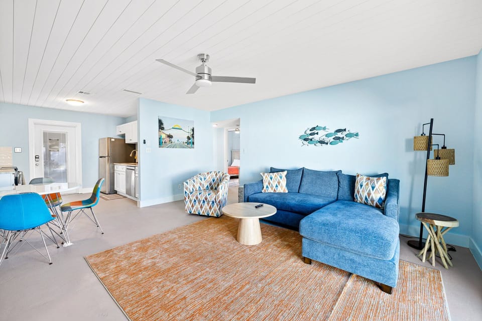 Coastal and charming living room space.