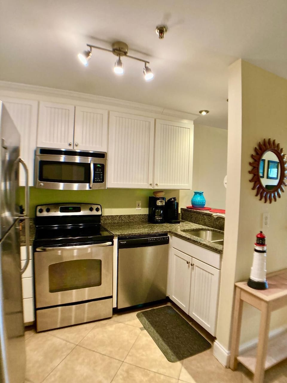 Fully stocked kitchen.