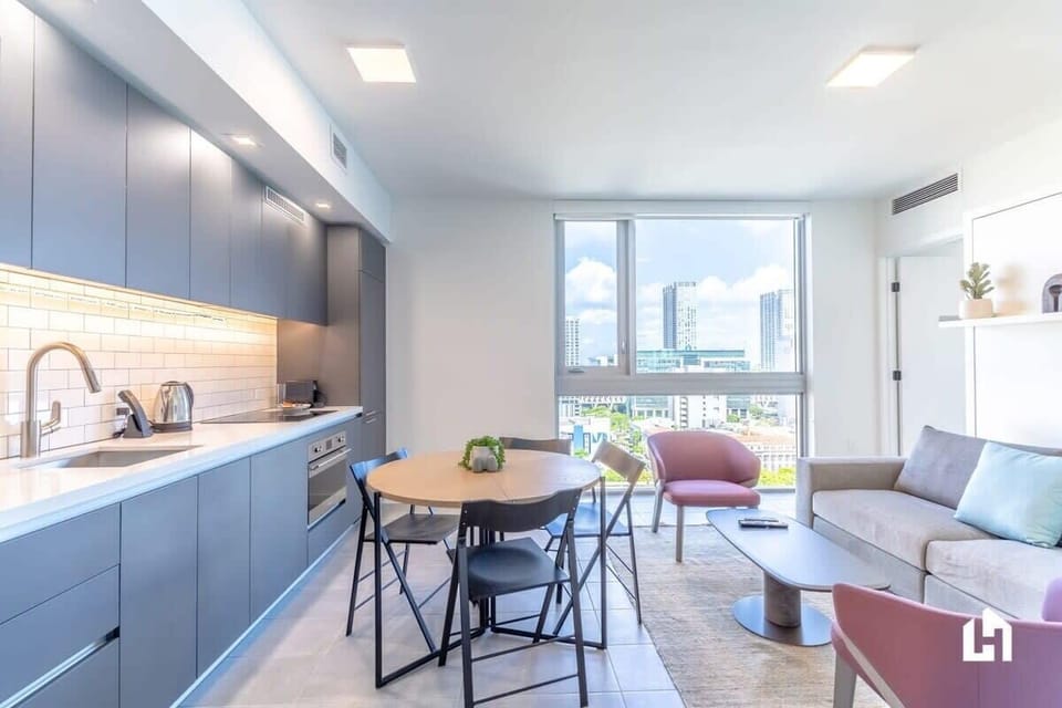 A unique 2-bedroom space with smart space-saving design!