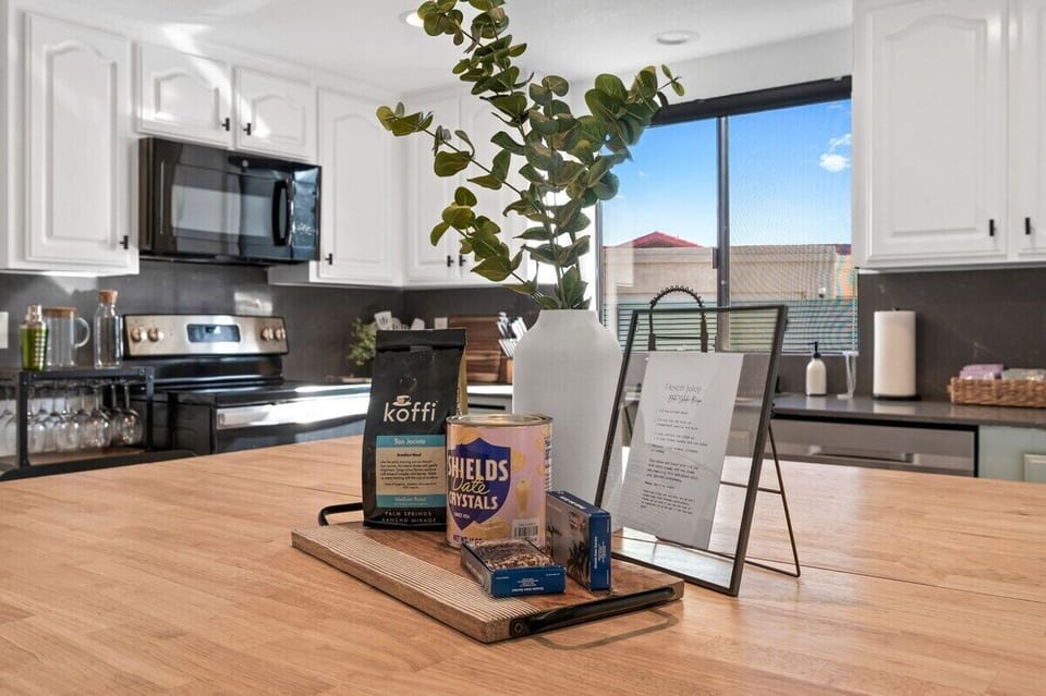 We also provide local Palm Springs Koffi, San Jacinto brew plus french press. We have local dates and everything you need, including recipe, to make a local date shake!