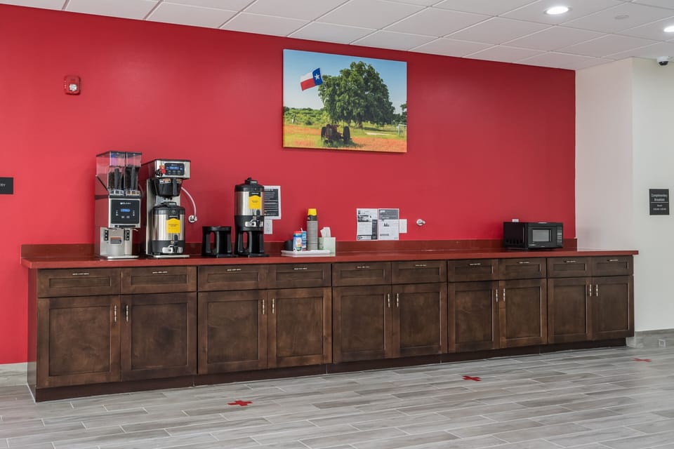 Start your morning with fresh coffee in the breakfast area.