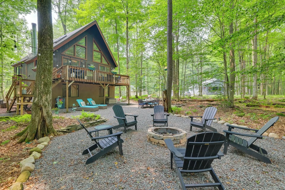 Pocono Lake Vacation Rental | 3BR | 2BA | 2,010 Sq Ft | Stairs Required