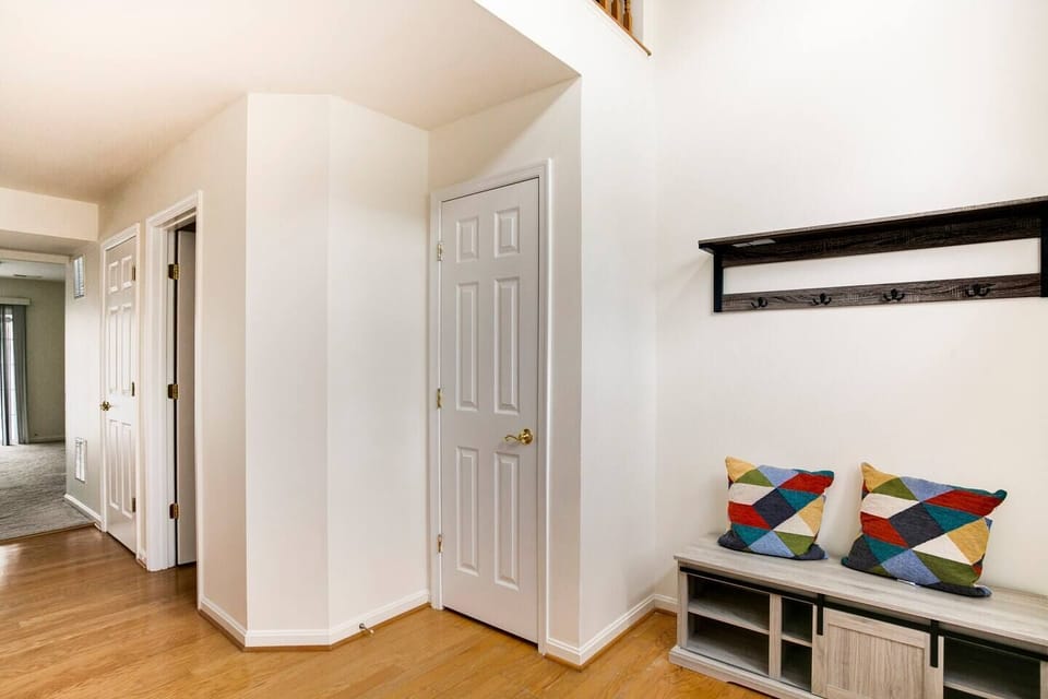 Hallway of the ground floor and the view after the entrance.