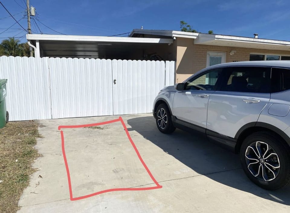 Your spot to park, please allow enough space for the car in the picture