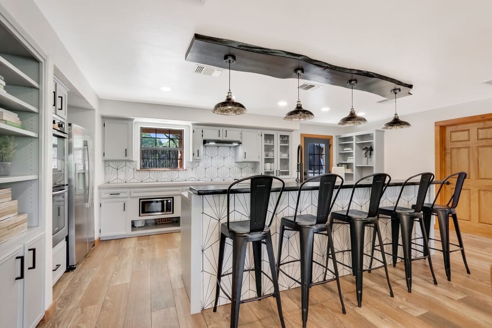 Newly remodeled kitchen with concrete countertops