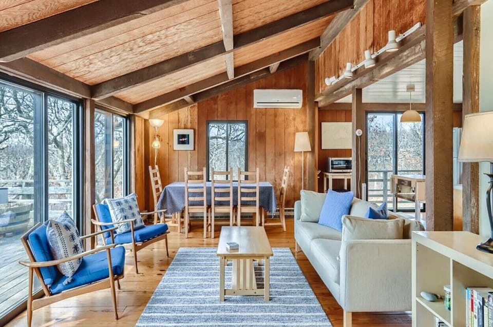 Main living area that opens to the deck