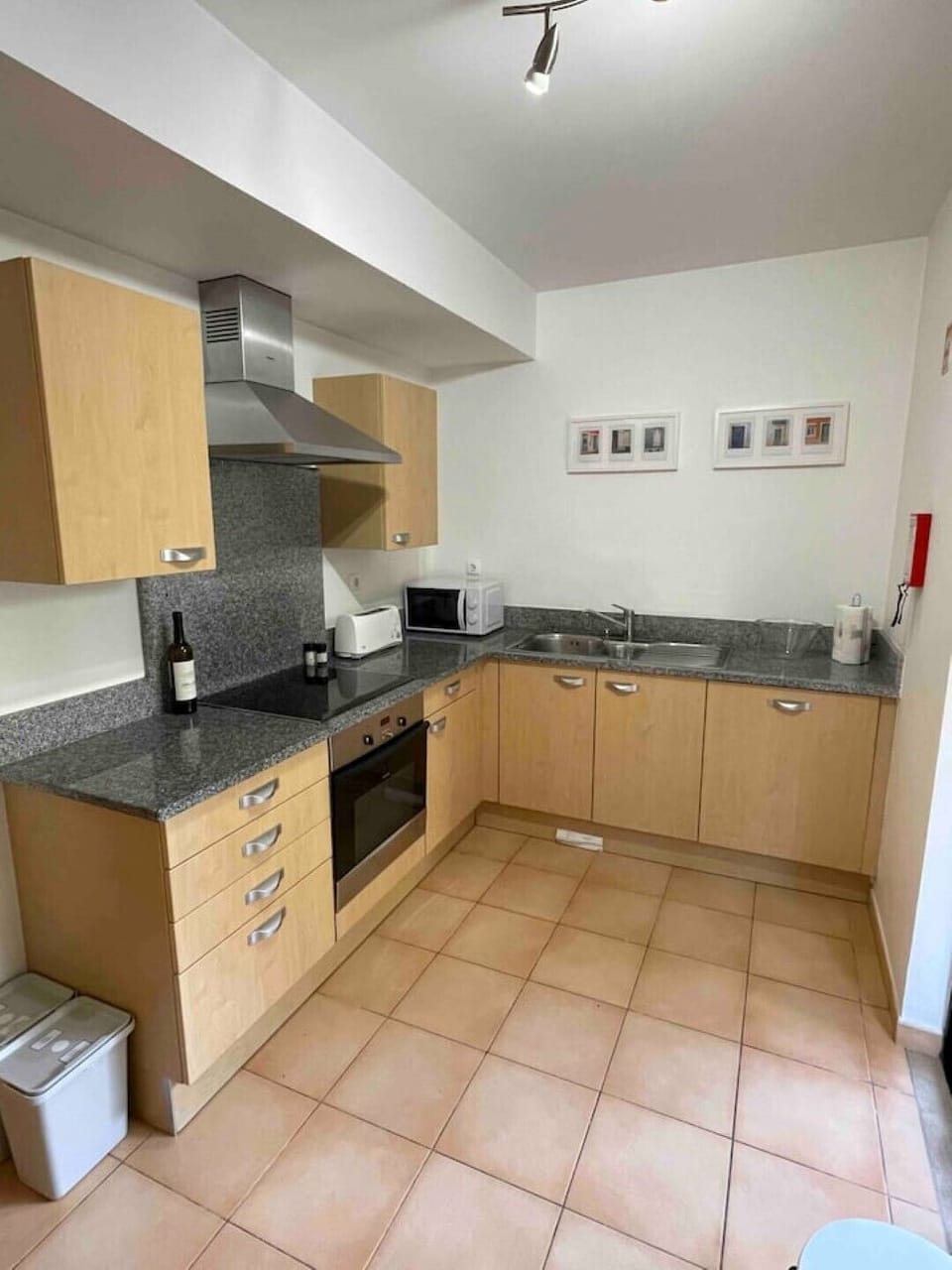 The fully fitted kitchen has all you need including a hob, oven and microwave