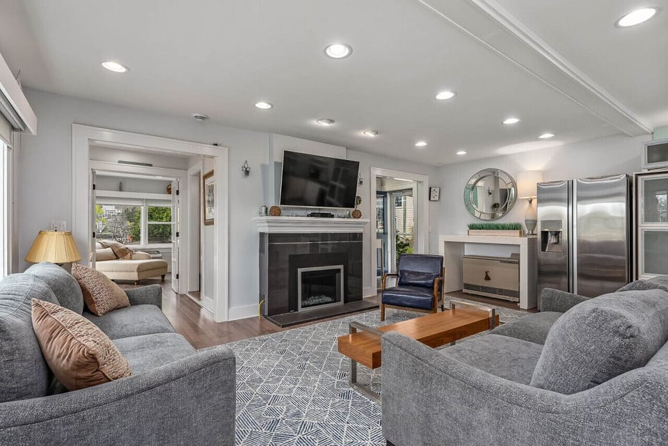 Comfortable living room area with TV
