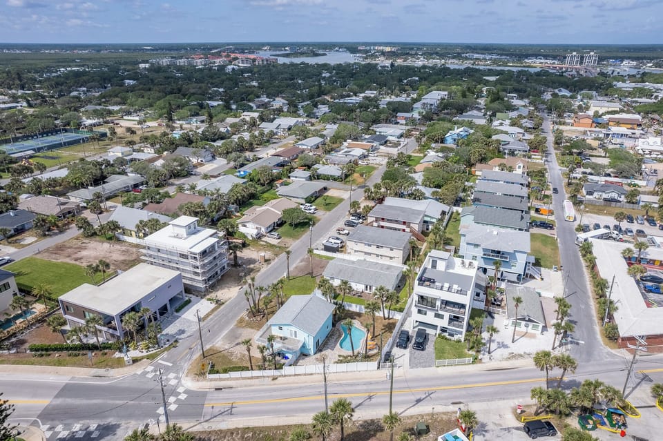Aerial view of the home and what is around it.