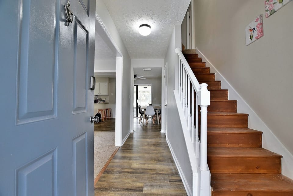 Hardwood floors extend throughout the entire house