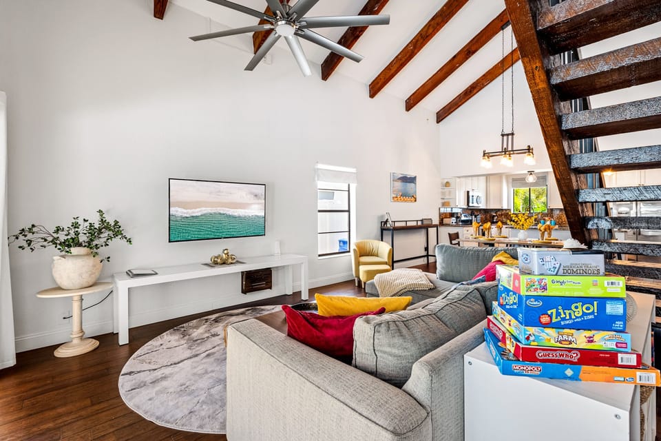 Spacious, inviting, and family-ready! Enjoy movie nights, cozy seating and games
