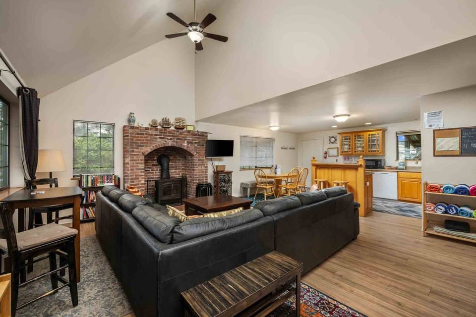 Watch you favorite movies, shows, and sports on this smart tv while relaxing in front of a cozy fire.