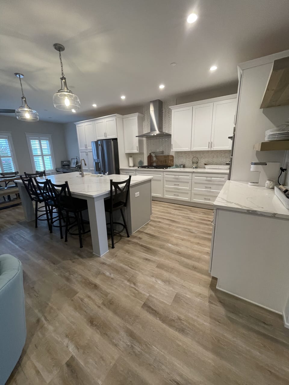 Chef kitchen with large island and plenty of space for all guests to gather.
