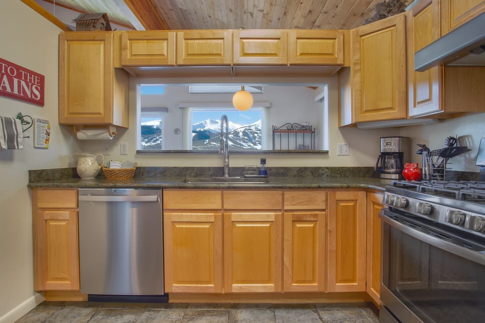 Large and nicely updated kitchen with granite countertops and stainless appliances