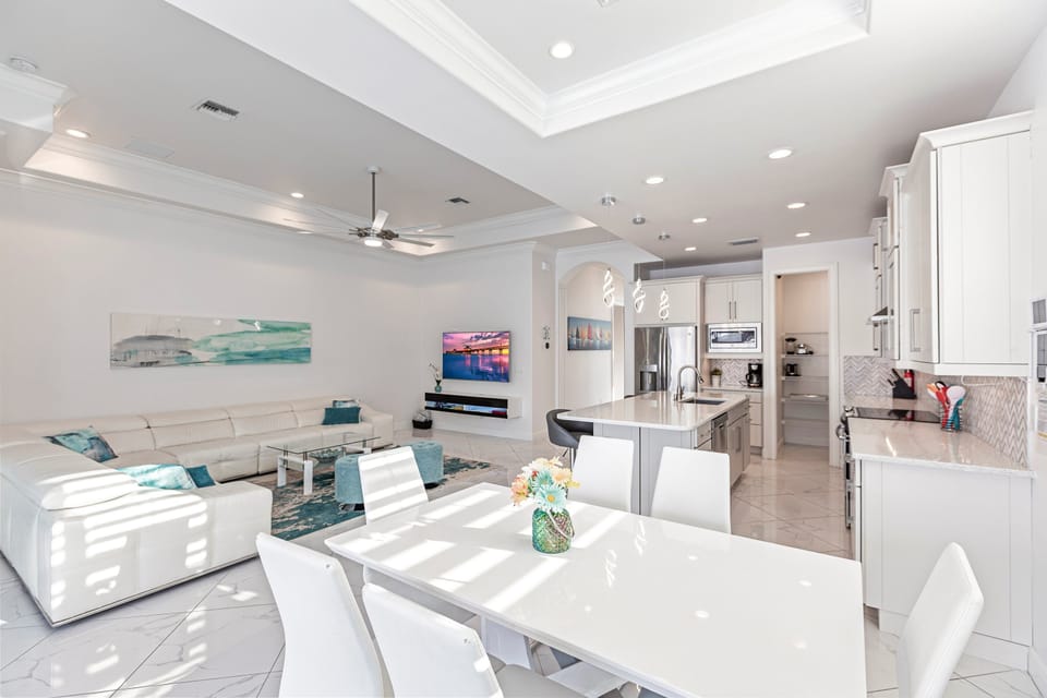 Large living area with plenty of seating and formal dining