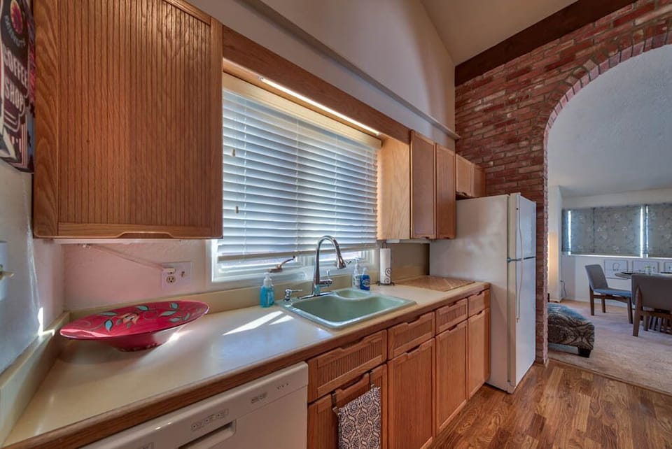 Kitchen with large window