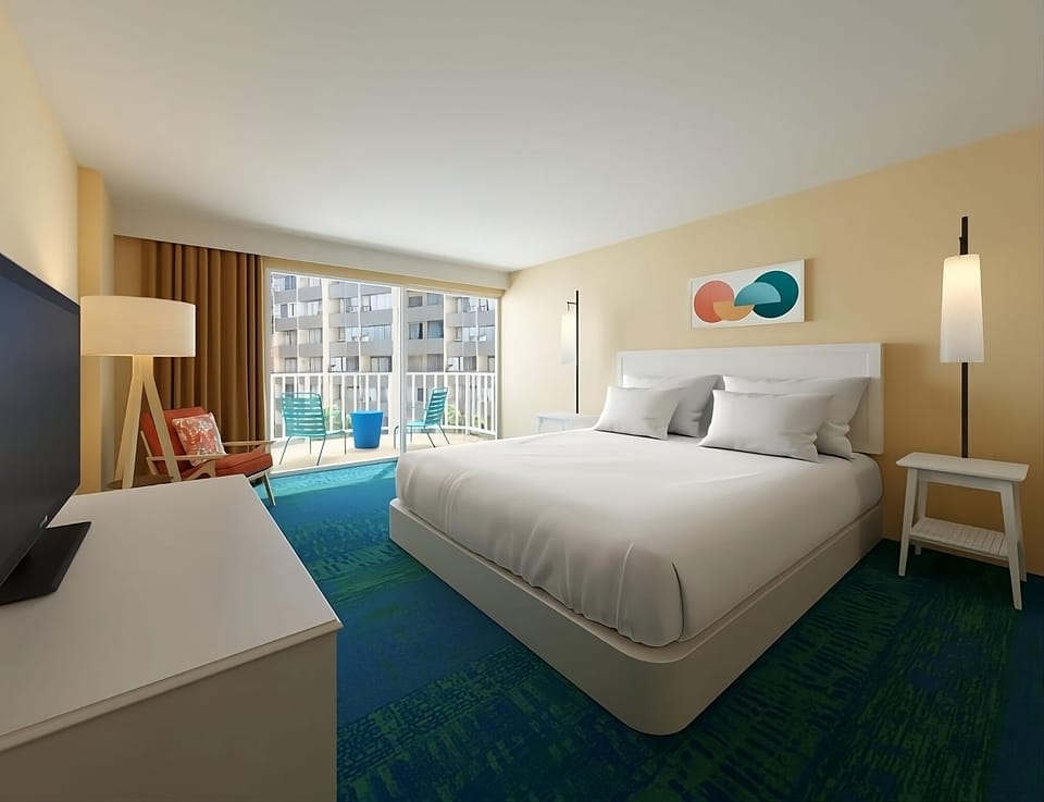 Stretch out in a bright, airy room with balcony seating.
