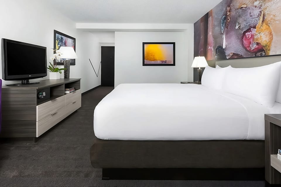 Stretch out in a serene, modern room designed for deep rest.
