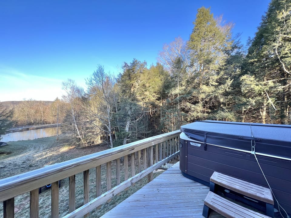 Outdoor hot tub (seats 8 with directed massage jets) 
