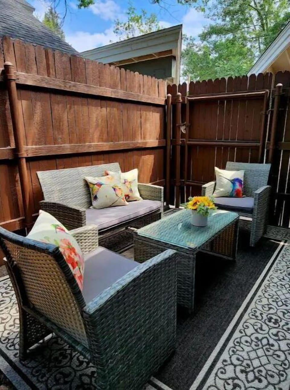 Side yard dining area.